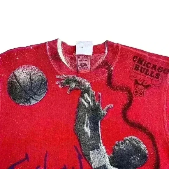 Rare DS vintage 90s Michael Jordan all over print sweatshirt chicago bulls - Picture 2 of 6